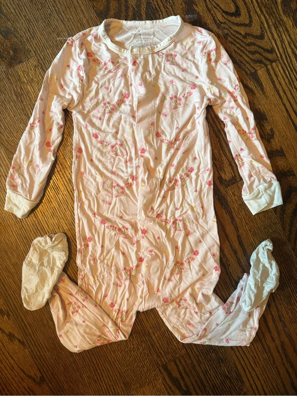 Magnetic Me Pink Floral Footed One-Piece Pajama